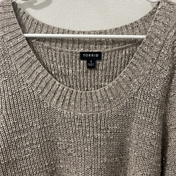 Cream Open Shoulder Torrid Pullover Sweater - Picture 2 of 5